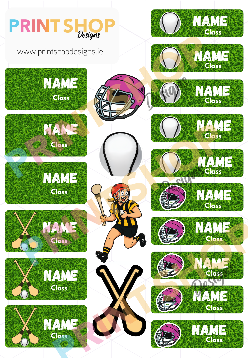 Camogie Name Sticker Sheets