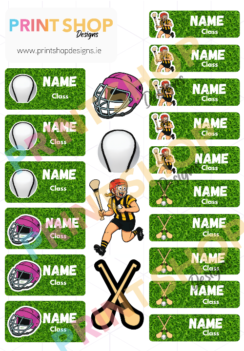 Camogie Name Sticker Sheets