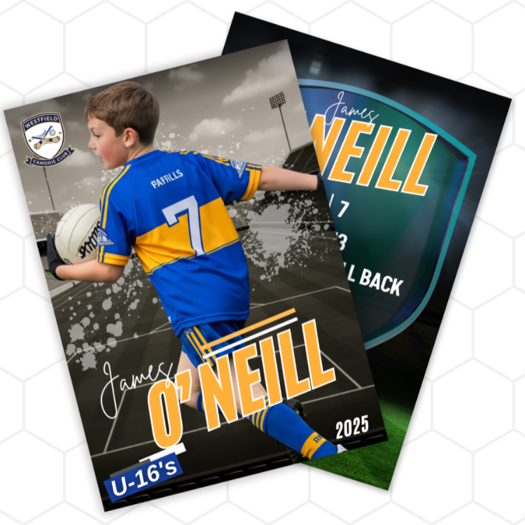 Soccer-themed posters with a child in sports gear and 'O'Neill' branding.