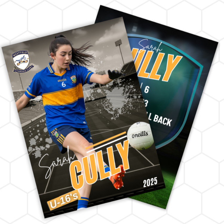 Soccer trading card of a player with 'Cully' branding on a white background