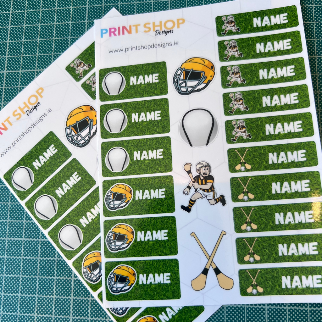 Hurling Name Sticker Sheets