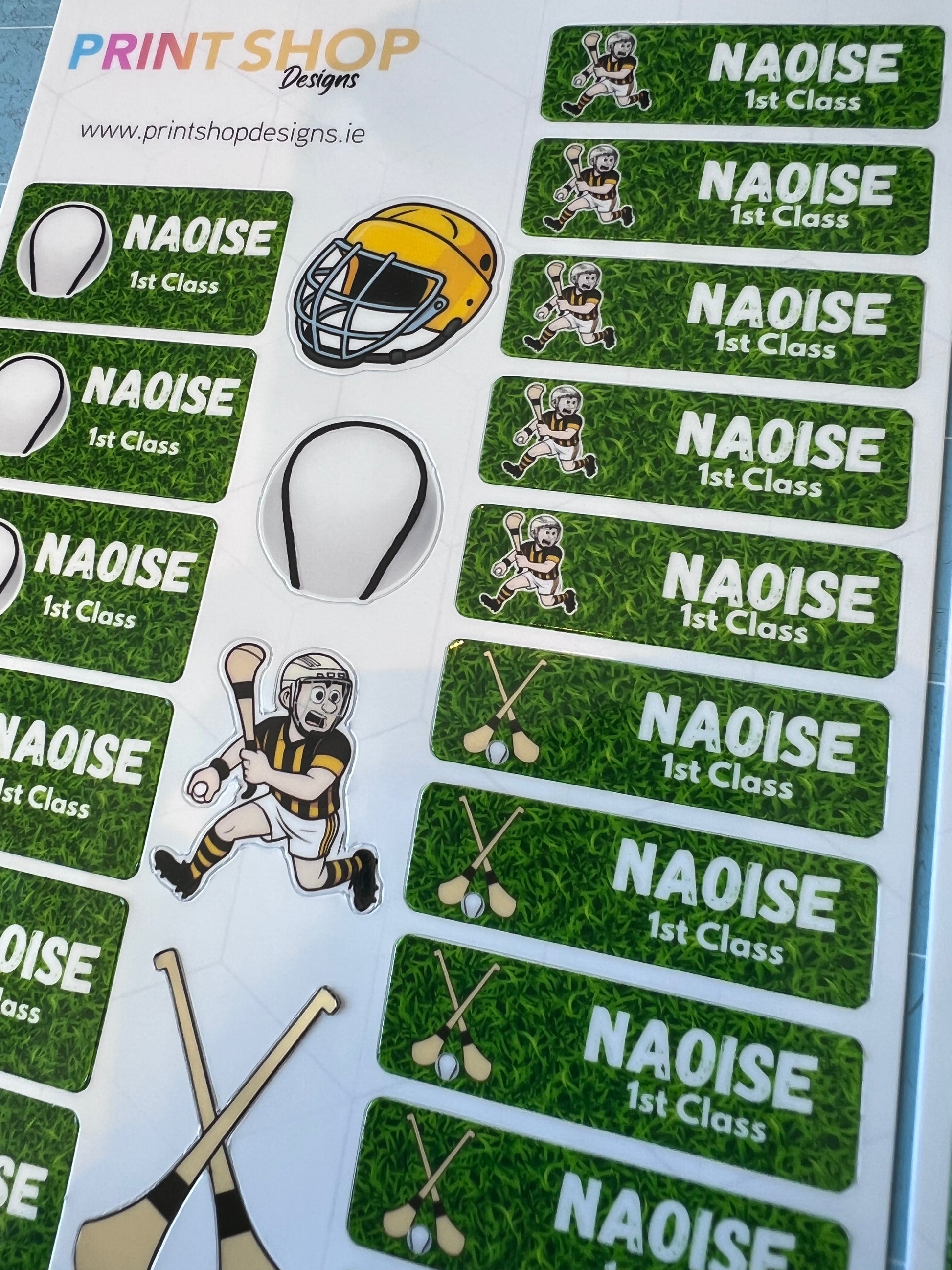 Hurling Name Sticker Sheets
