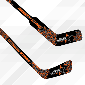 Hockey stick with Armagh Stars branding on a white background