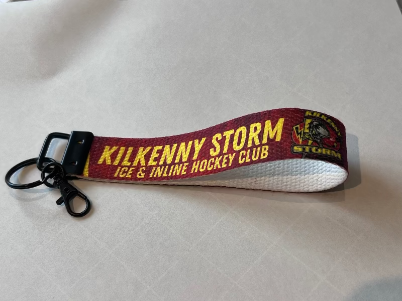 Keychain with 'Kilkenny Storm Ice & Inline Hockey Club' text on a white background