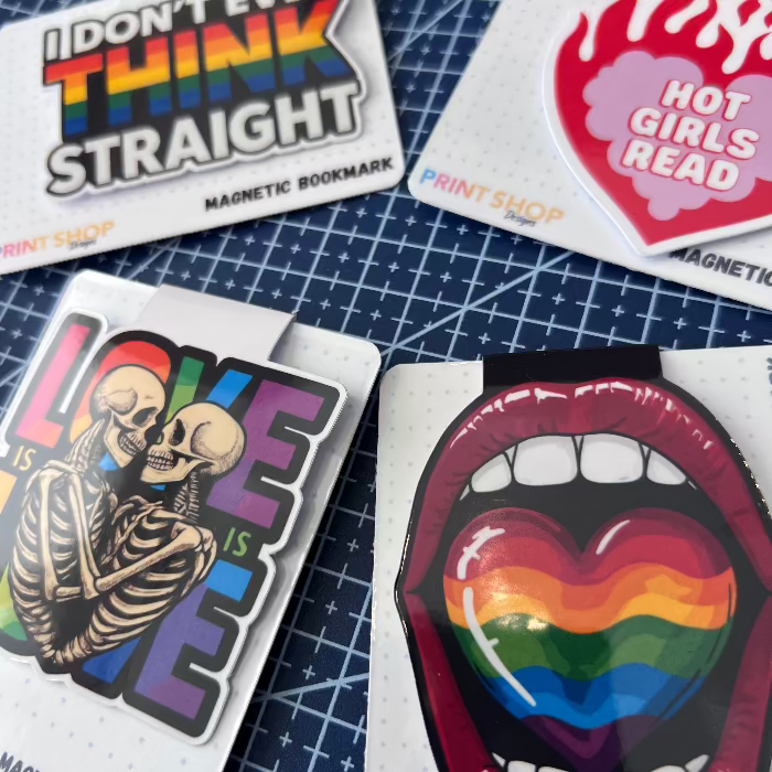 Collection of colorful stickers on a cutting mat