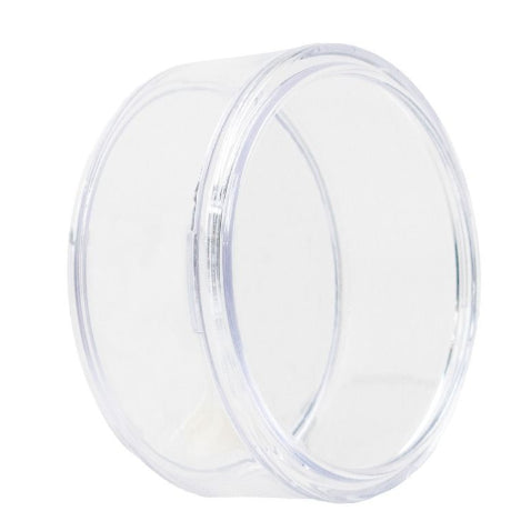Clear plastic lid on a white background