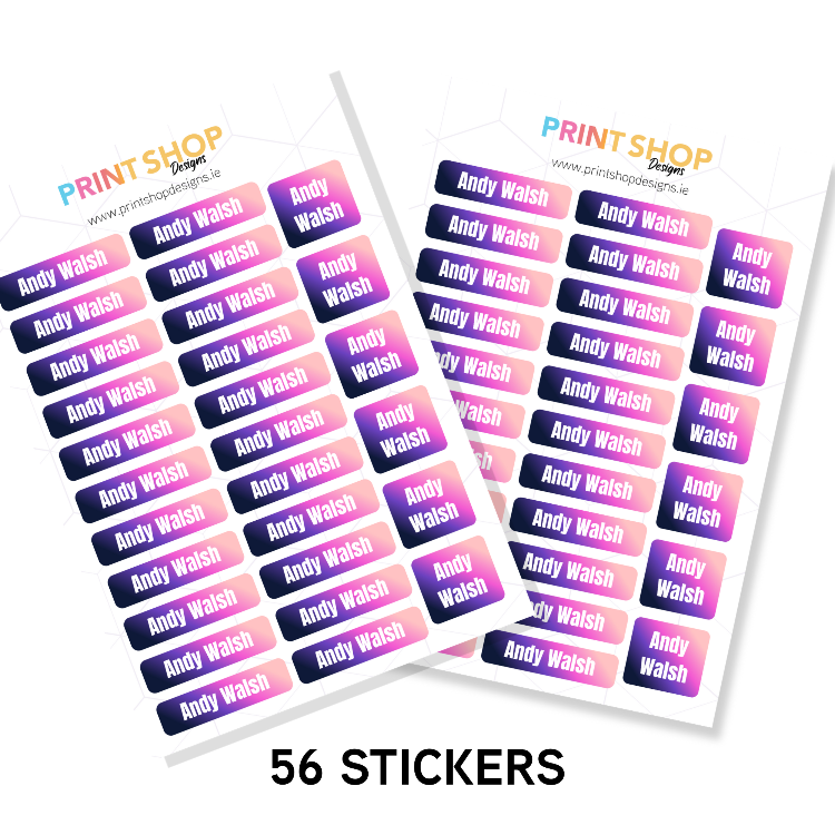 Name Sticker Sheets Gradient