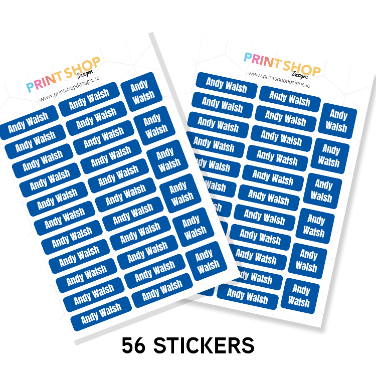 Name Sticker Sheets Navy Blue