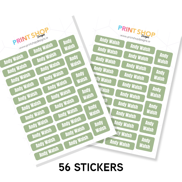Name Sticker Sheets Green