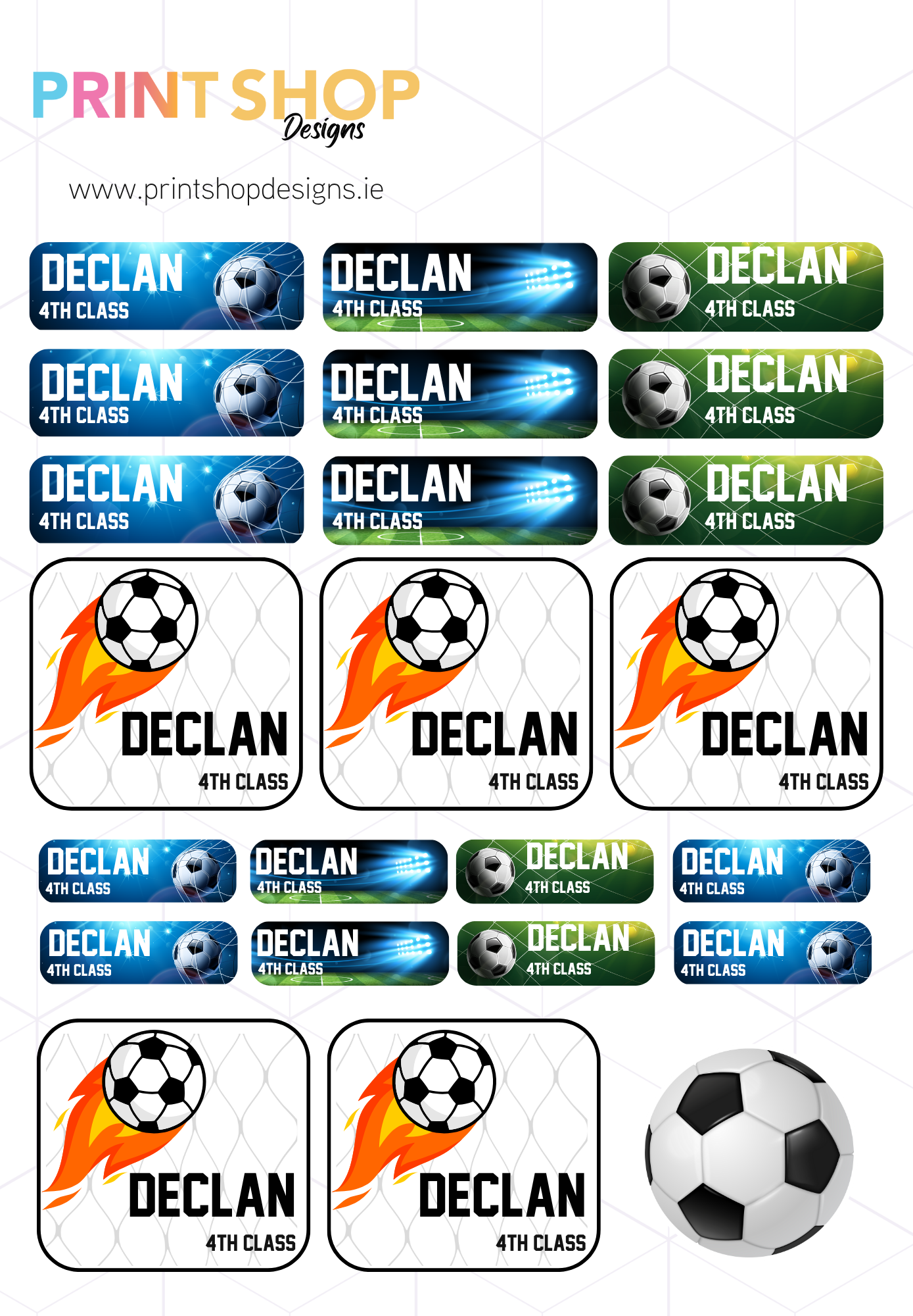 Soccer Name Sticker Sheets