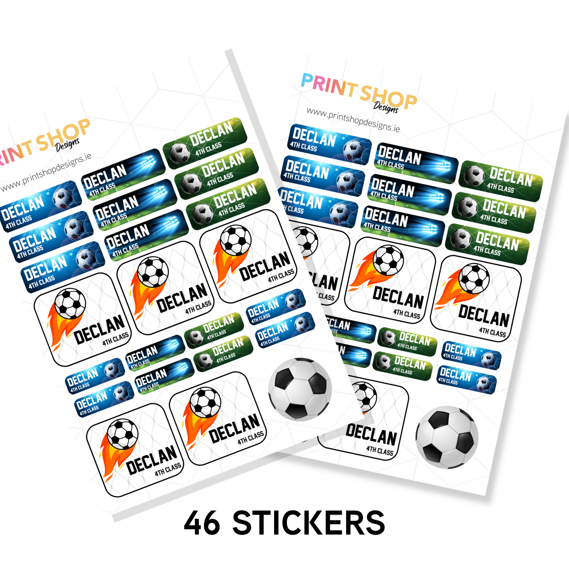 Soccer Name Sticker Sheets